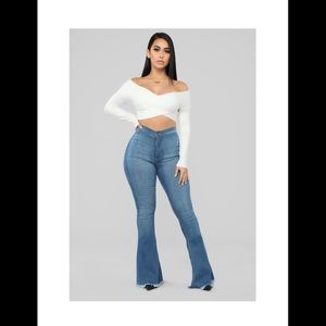 Don’t Break My Heart Flare Jeans- Medium Blue Wash